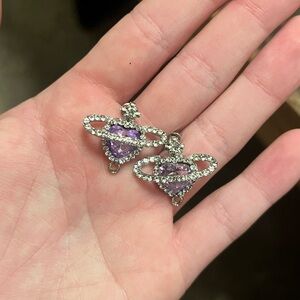 Elegant Purple Heart Pendant Earrings
